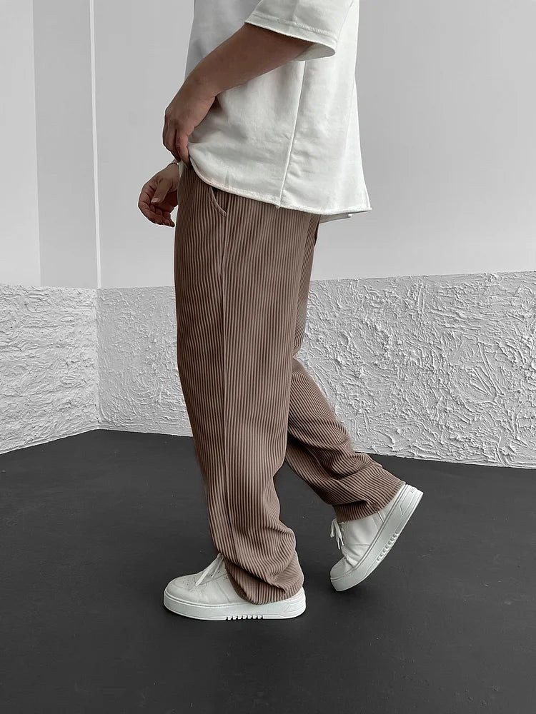 Ribbed Tube Leg Trousers