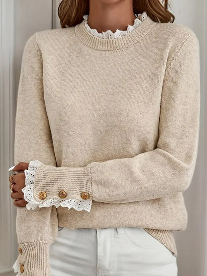 Chloe Lace Cuff Sweater – Timeless Elegance in Everyday Wear