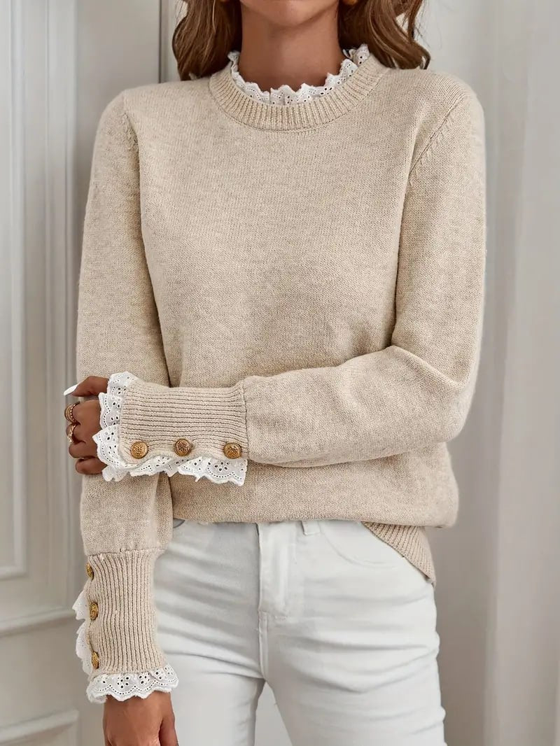 Chloe Lace Cuff Sweater – Timeless Elegance in Everyday Wear