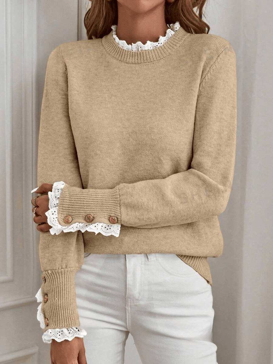 Chloe Lace Cuff Sweater – Timeless Elegance in Everyday Wear